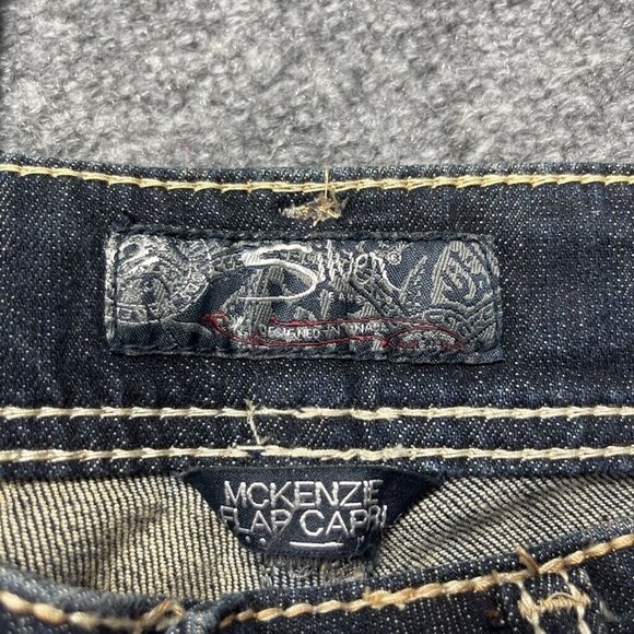 Silver Jeans Mckenzie Flap Capri Womens 26 Blue Denim Stretch Low Rise New - Picture 7 of 11